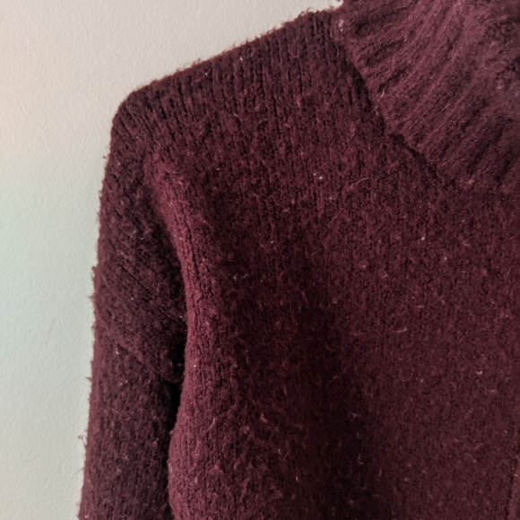 Dark Maroon Wooly Turtleneck Sweater - Picture 2 of 3